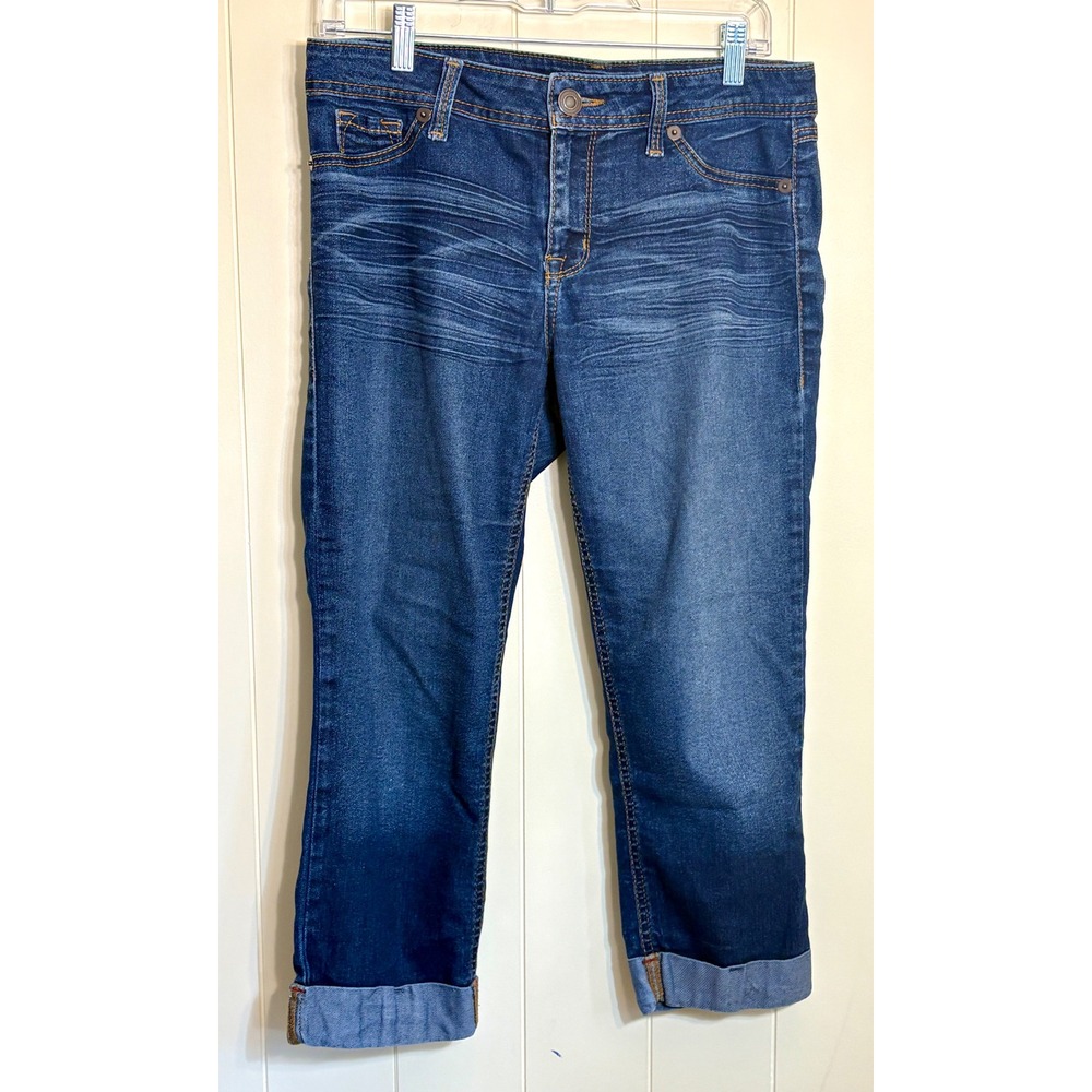 ANA A New Approach Women Medium Wash Whiskered Cropped Capri Jeans Size 8